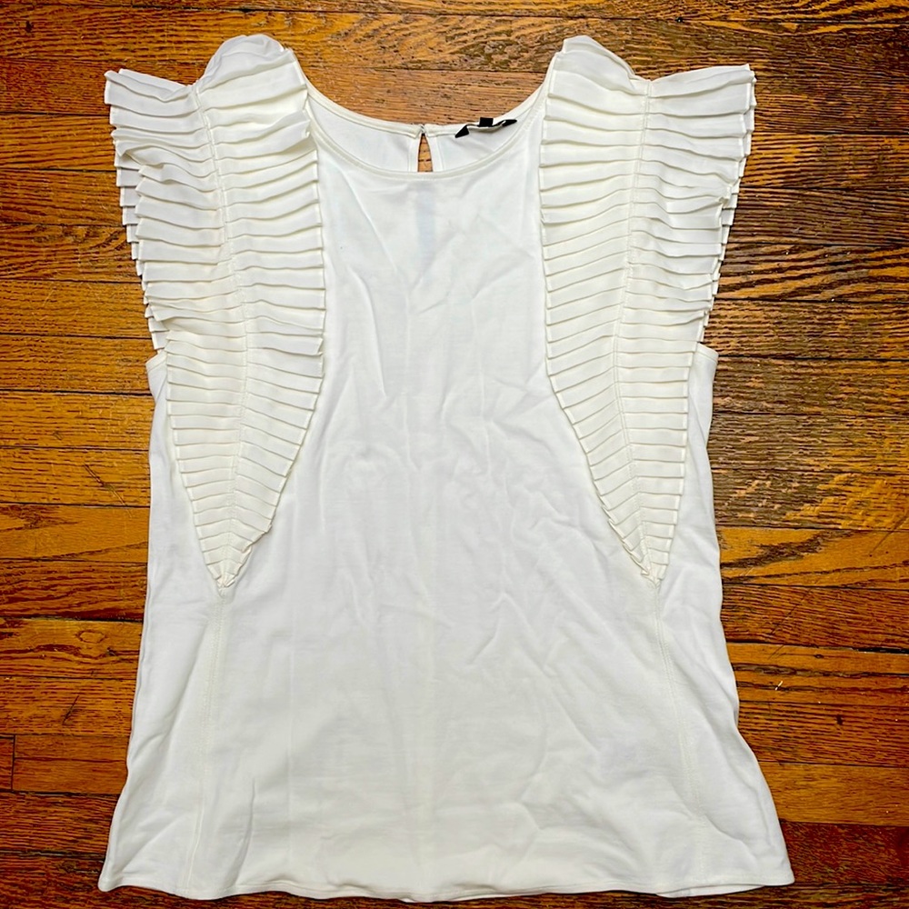 RW&co Ivory blouse with arm detail